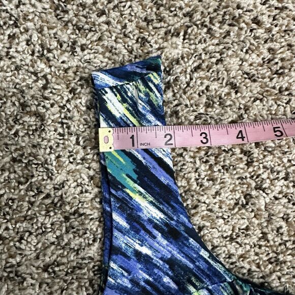 AB Studio Women's L Maxi Dress Navy, Yellow, Blue, Green Chevron Empire Waist - Picture 8 of 11